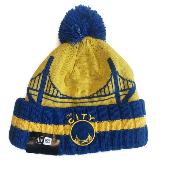 New Era NBA Golden State Warriors The City Cuffed Pom Beanie Winter Hat Cap - Picture 1 of 4